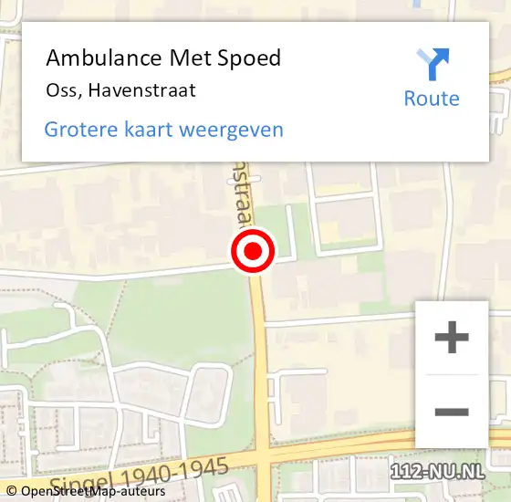 Locatie op kaart van de 112 melding: Ambulance Met Spoed Naar Oss, Havenstraat op 6 maart 2020 07:46