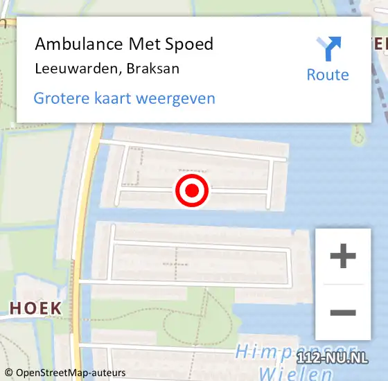 Locatie op kaart van de 112 melding: Ambulance Met Spoed Naar Leeuwarden, Braksan op 6 maart 2020 08:02