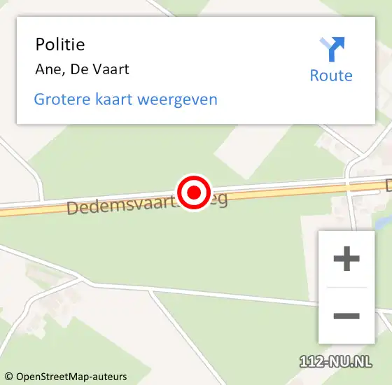 Locatie op kaart van de 112 melding: Politie Ane, De Vaart op 6 maart 2020 09:02