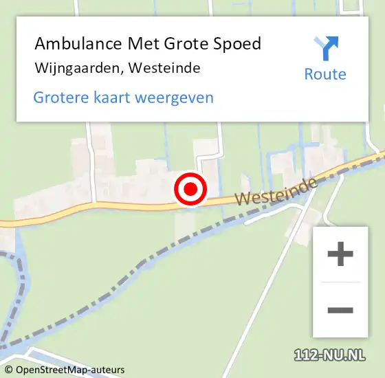 Locatie op kaart van de 112 melding: Ambulance Met Grote Spoed Naar Wijngaarden, Westeinde op 30 april 2014 14:27