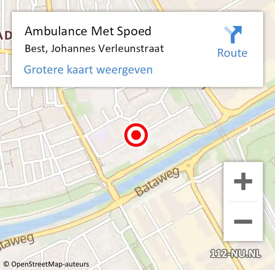Locatie op kaart van de 112 melding: Ambulance Met Spoed Naar Best, Johannes Verleunstraat op 6 maart 2020 10:04