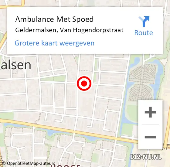 Locatie op kaart van de 112 melding: Ambulance Met Spoed Naar Geldermalsen, Van Hogendorpstraat op 6 maart 2020 10:28