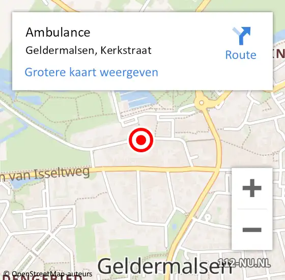 Locatie op kaart van de 112 melding: Ambulance Geldermalsen, Kerkstraat op 6 maart 2020 11:24