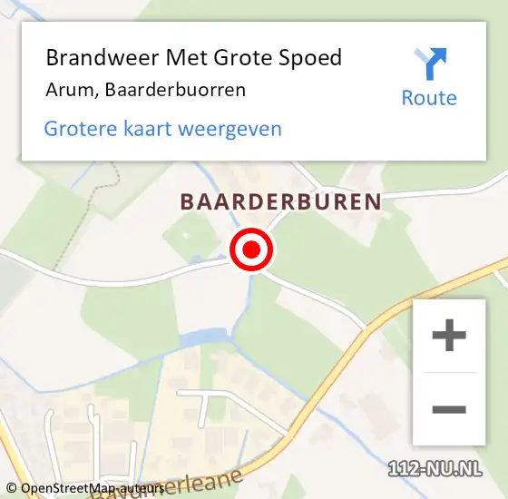 Locatie op kaart van de 112 melding: Brandweer Met Grote Spoed Naar Arum, Baarderbuorren op 30 april 2014 14:42