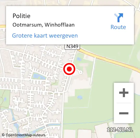Locatie op kaart van de 112 melding: Politie Ootmarsum, Winhofflaan op 6 maart 2020 12:33
