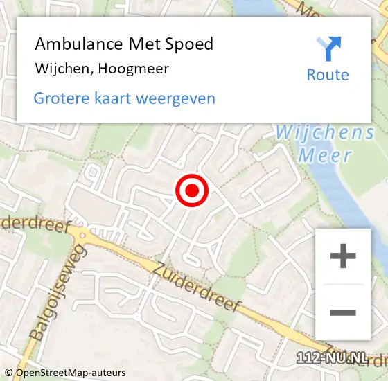 Locatie op kaart van de 112 melding: Ambulance Met Spoed Naar Wijchen, Hoogmeer op 6 maart 2020 13:36