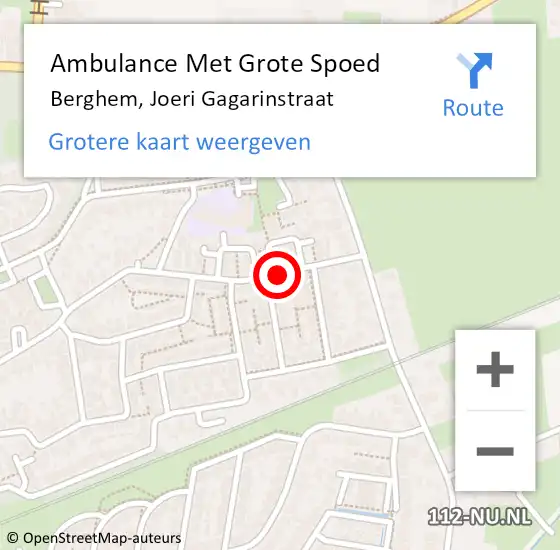 Locatie op kaart van de 112 melding: Ambulance Met Grote Spoed Naar Berghem, Joeri Gagarinstraat op 6 maart 2020 13:56