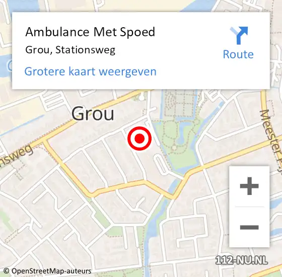 Locatie op kaart van de 112 melding: Ambulance Met Spoed Naar Grou, Stationsweg op 6 maart 2020 13:59