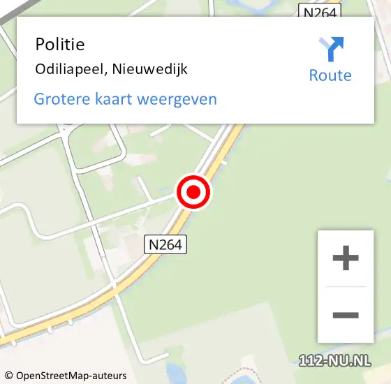 Locatie op kaart van de 112 melding: Politie Odiliapeel, Nieuwedijk op 6 maart 2020 15:02