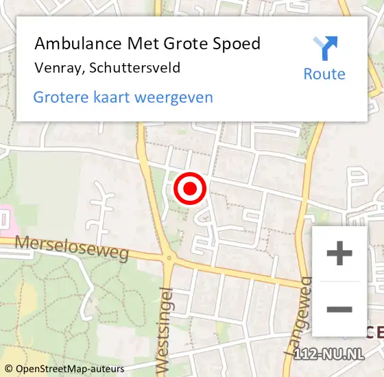 Locatie op kaart van de 112 melding: Ambulance Met Grote Spoed Naar Venray, Schuttersveld op 6 maart 2020 16:05