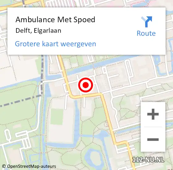 Locatie op kaart van de 112 melding: Ambulance Met Spoed Naar Delft, Elgarlaan op 6 maart 2020 17:21