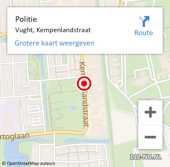 Locatie op kaart van de 112 melding: Politie Vught, Kempenlandstraat op 6 maart 2020 17:55