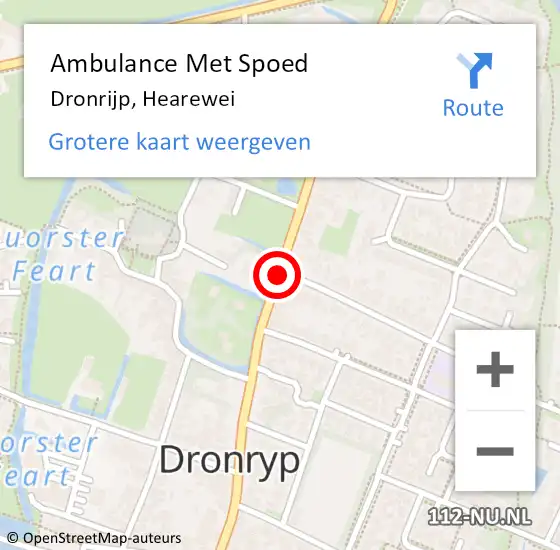 Locatie op kaart van de 112 melding: Ambulance Met Spoed Naar Dronrijp, Hearewei op 6 maart 2020 18:59