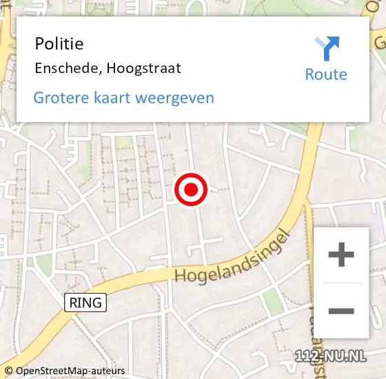 Locatie op kaart van de 112 melding: Politie Enschede, Hoogstraat op 6 maart 2020 19:35