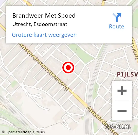 Locatie op kaart van de 112 melding: Brandweer Met Spoed Naar Utrecht, Esdoornstraat op 6 maart 2020 20:32