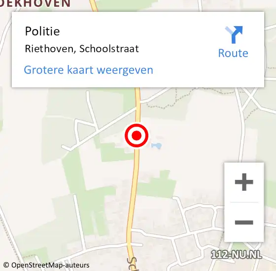 Locatie op kaart van de 112 melding: Politie Riethoven, Schoolstraat op 6 maart 2020 21:12