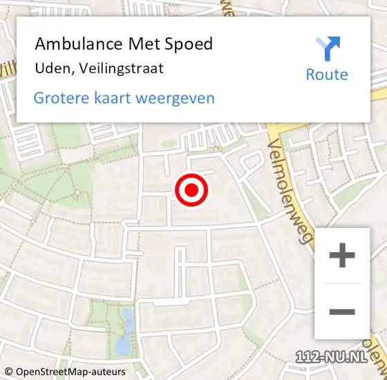 Locatie op kaart van de 112 melding: Ambulance Met Spoed Naar Uden, Veilingstraat op 6 maart 2020 21:29