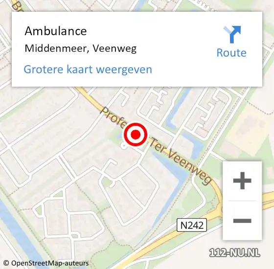 Locatie op kaart van de 112 melding: Ambulance Middenmeer, Veenweg op 6 maart 2020 22:58