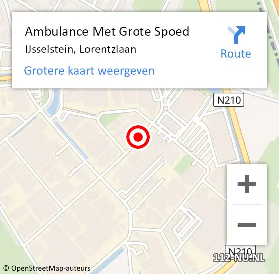 Locatie op kaart van de 112 melding: Ambulance Met Grote Spoed Naar IJsselstein, Lorentzlaan op 7 maart 2020 00:29