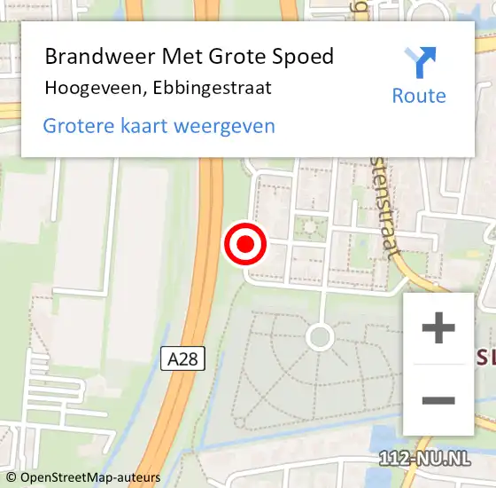 Locatie op kaart van de 112 melding: Brandweer Met Grote Spoed Naar Hoogeveen, Ebbingestraat op 7 maart 2020 00:39