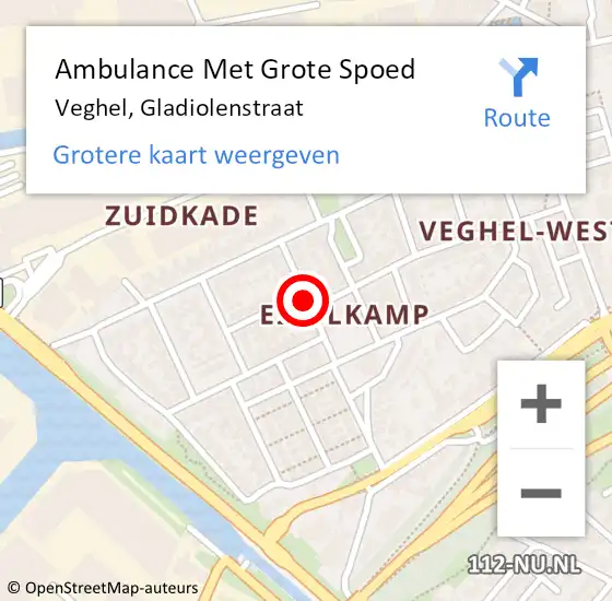 Locatie op kaart van de 112 melding: Ambulance Met Grote Spoed Naar Veghel, Gladiolenstraat op 7 maart 2020 08:46