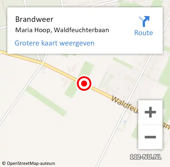 Locatie op kaart van de 112 melding: Brandweer Maria Hoop, Waldfeuchterbaan op 7 maart 2020 10:51