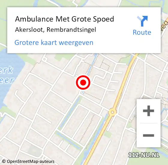 Locatie op kaart van de 112 melding: Ambulance Met Grote Spoed Naar Akersloot, Rembrandtsingel op 7 maart 2020 11:08
