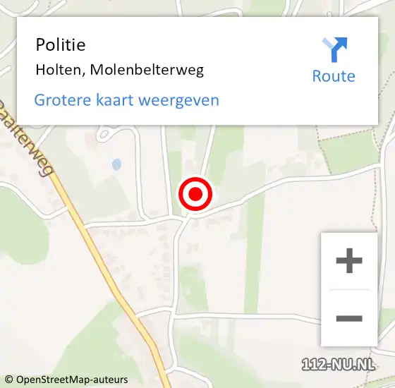 Locatie op kaart van de 112 melding: Politie Holten, Molenbelterweg op 7 maart 2020 12:22