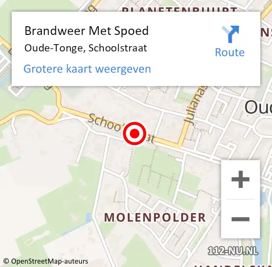 Locatie op kaart van de 112 melding: Brandweer Met Spoed Naar Oude-Tonge, Schoolstraat op 7 maart 2020 13:43