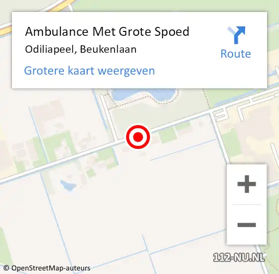 Locatie op kaart van de 112 melding: Ambulance Met Grote Spoed Naar Odiliapeel, Beukenlaan op 7 maart 2020 14:02