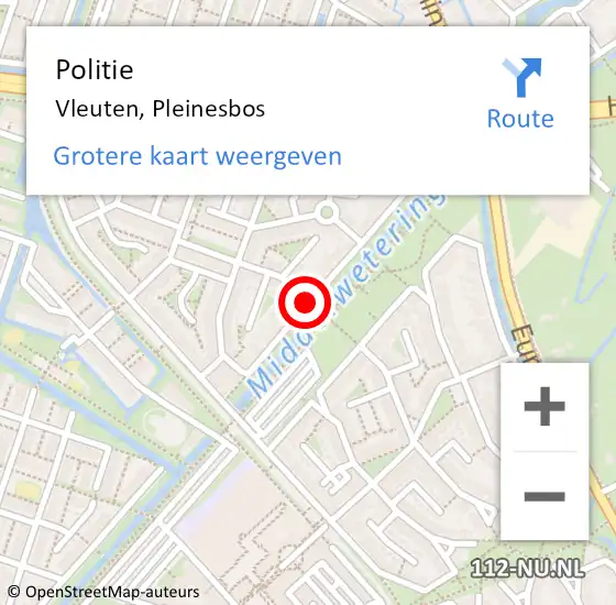 Locatie op kaart van de 112 melding: Politie Vleuten, Pleinesbos op 7 maart 2020 16:07
