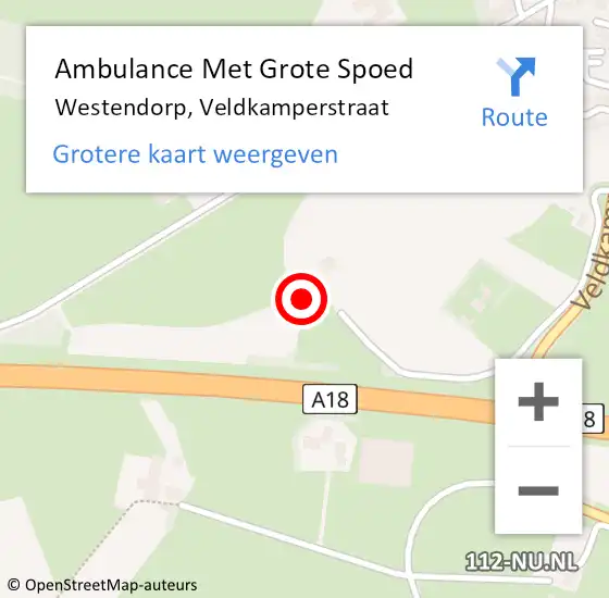 Locatie op kaart van de 112 melding: Ambulance Met Grote Spoed Naar Westendorp, Veldkamperstraat op 30 april 2014 16:44