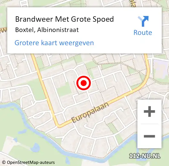 Locatie op kaart van de 112 melding: Brandweer Met Grote Spoed Naar Boxtel, Albinonistraat op 7 maart 2020 16:16