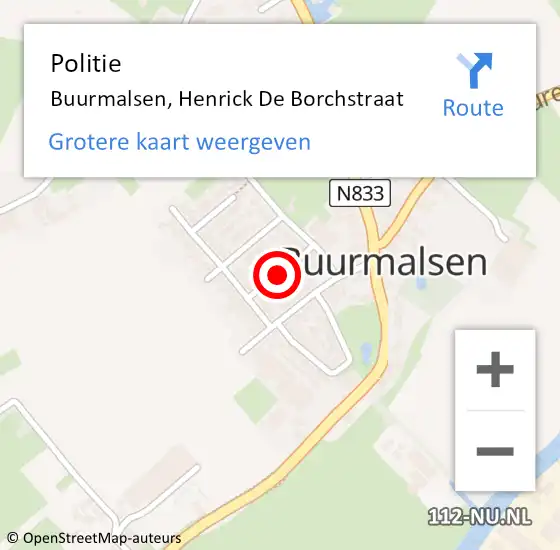 Locatie op kaart van de 112 melding: Politie Buurmalsen, Henrick De Borchstraat op 7 maart 2020 16:25