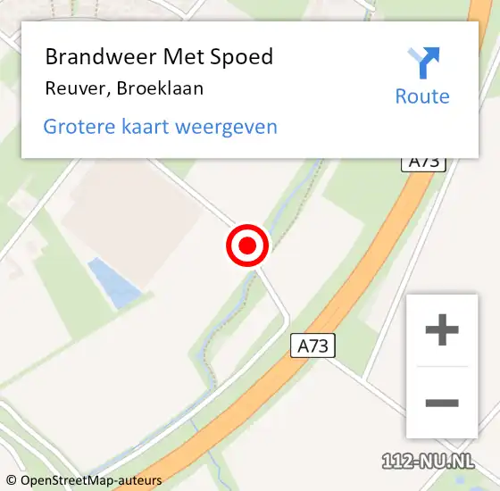 Locatie op kaart van de 112 melding: Brandweer Met Spoed Naar Reuver, Broeklaan op 7 maart 2020 16:32