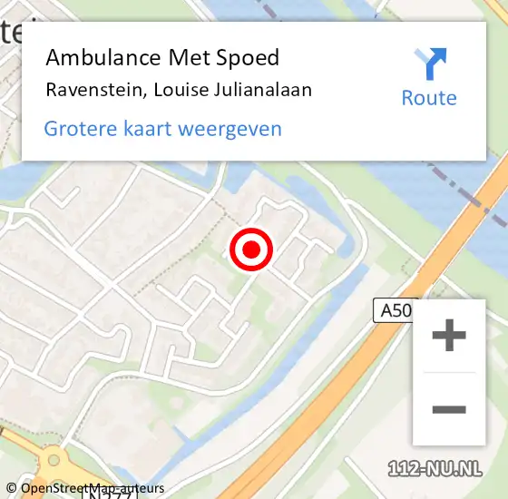 Locatie op kaart van de 112 melding: Ambulance Met Spoed Naar Ravenstein, Louise Julianalaan op 7 maart 2020 17:35