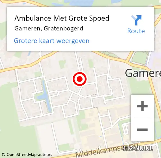 Locatie op kaart van de 112 melding: Ambulance Met Grote Spoed Naar Gameren, Gratenbogerd op 7 maart 2020 18:11