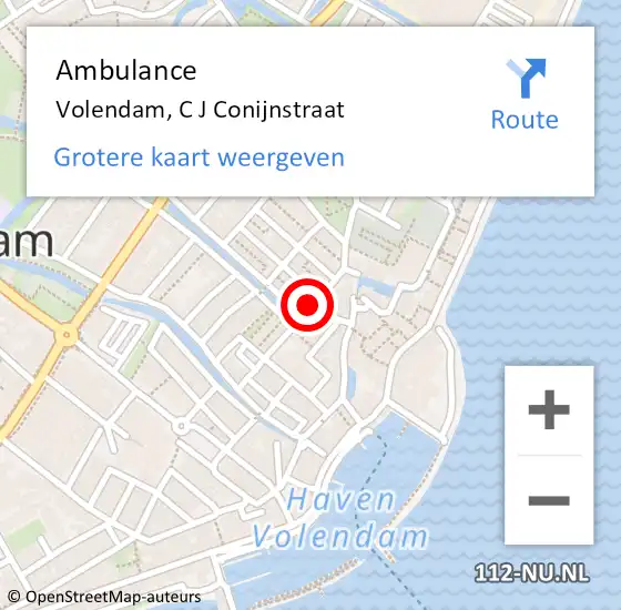 Locatie op kaart van de 112 melding: Ambulance Volendam, C J Conijnstraat op 7 maart 2020 18:23