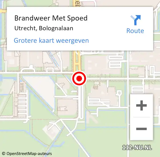 Locatie op kaart van de 112 melding: Brandweer Met Spoed Naar Utrecht, Bolognalaan op 7 maart 2020 18:30