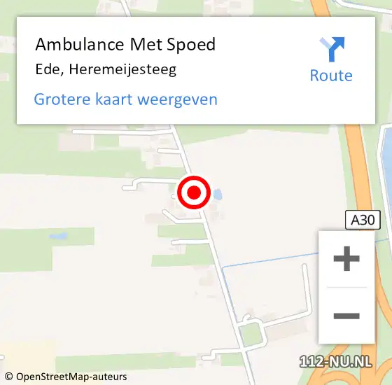 Locatie op kaart van de 112 melding: Ambulance Met Spoed Naar Ede, Heremeijesteeg op 7 maart 2020 18:59