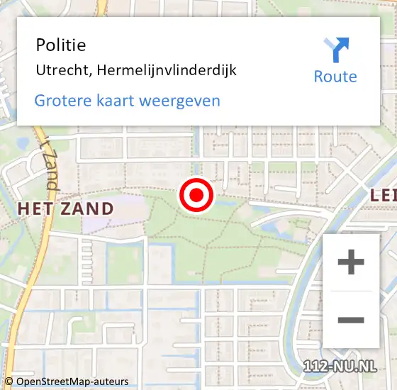 Locatie op kaart van de 112 melding: Politie Utrecht, Hermelijnvlinderdijk op 7 maart 2020 19:17