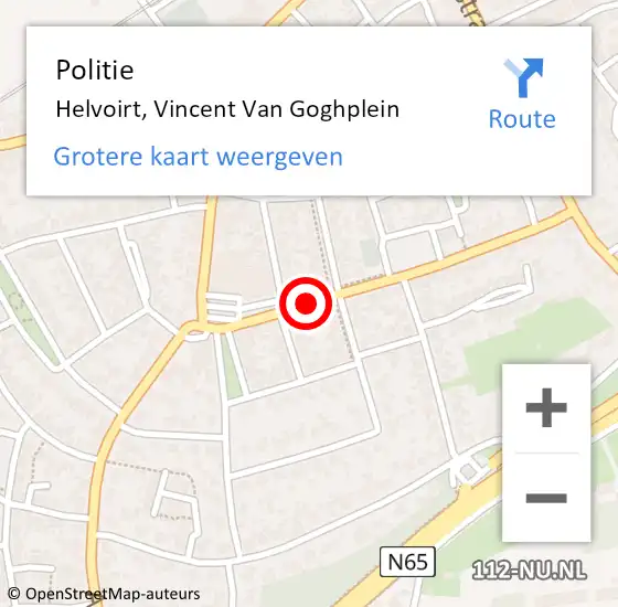 Locatie op kaart van de 112 melding: Politie Helvoirt, Vincent Van Goghplein op 7 maart 2020 20:08