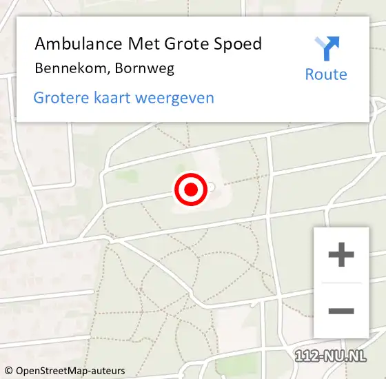 Locatie op kaart van de 112 melding: Ambulance Met Grote Spoed Naar Bennekom, Bornweg op 7 maart 2020 21:43