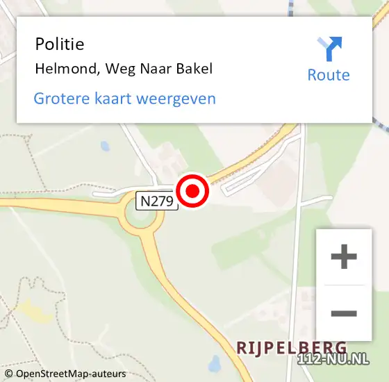 Locatie op kaart van de 112 melding: Politie Helmond, Weg Naar Bakel op 7 maart 2020 22:14