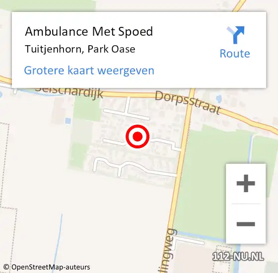 Locatie op kaart van de 112 melding: Ambulance Met Spoed Naar Tuitjenhorn, Park Oase op 7 maart 2020 22:29