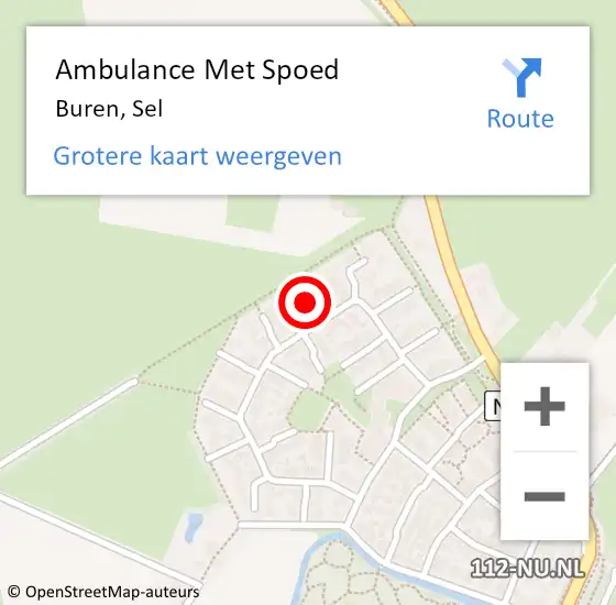 Locatie op kaart van de 112 melding: Ambulance Met Spoed Naar Buren, Sel op 7 maart 2020 22:44