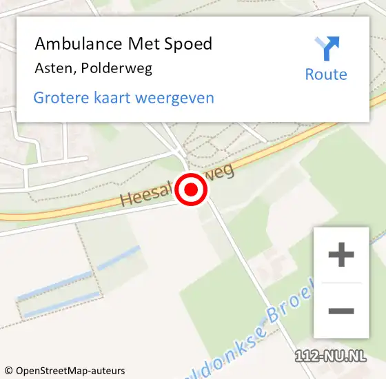 Locatie op kaart van de 112 melding: Ambulance Met Spoed Naar Asten, Polderweg op 7 maart 2020 23:05