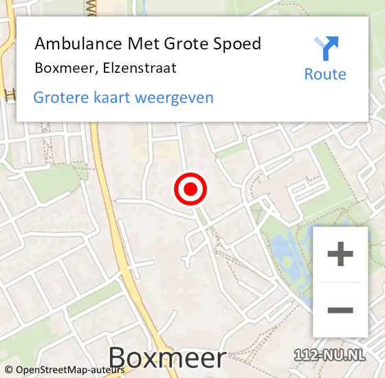 Locatie op kaart van de 112 melding: Ambulance Met Grote Spoed Naar Boxmeer, Elzenstraat op 7 maart 2020 23:08