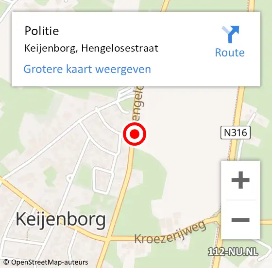 Locatie op kaart van de 112 melding: Politie Keijenborg, Hengelosestraat op 7 maart 2020 23:16