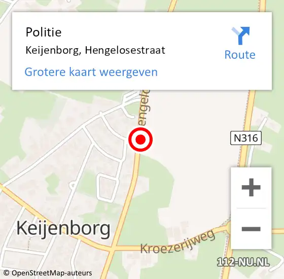 Locatie op kaart van de 112 melding: Politie Keijenborg, Hengelosestraat op 7 maart 2020 23:17